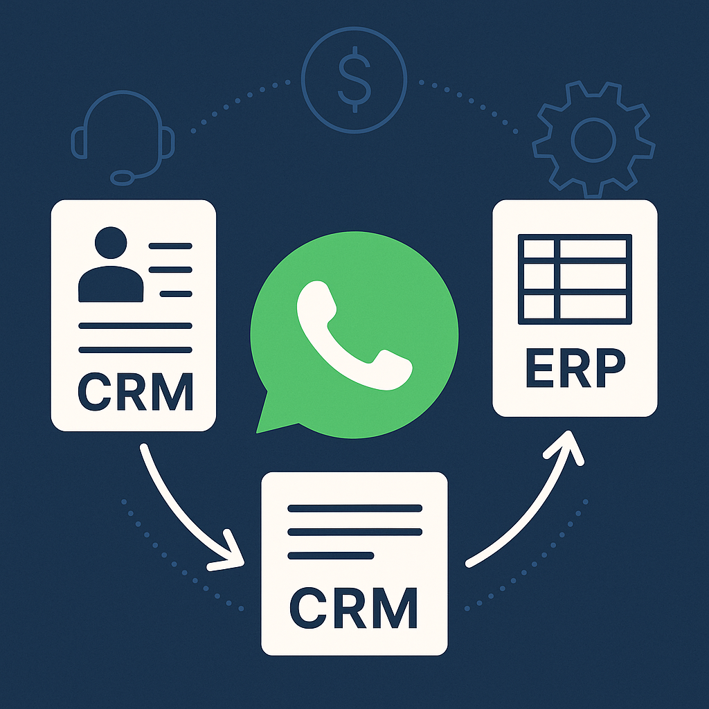 Integração de WhatsApp com CRM e ERP: como conectar atendimento, vendas e operação sem perder histórico