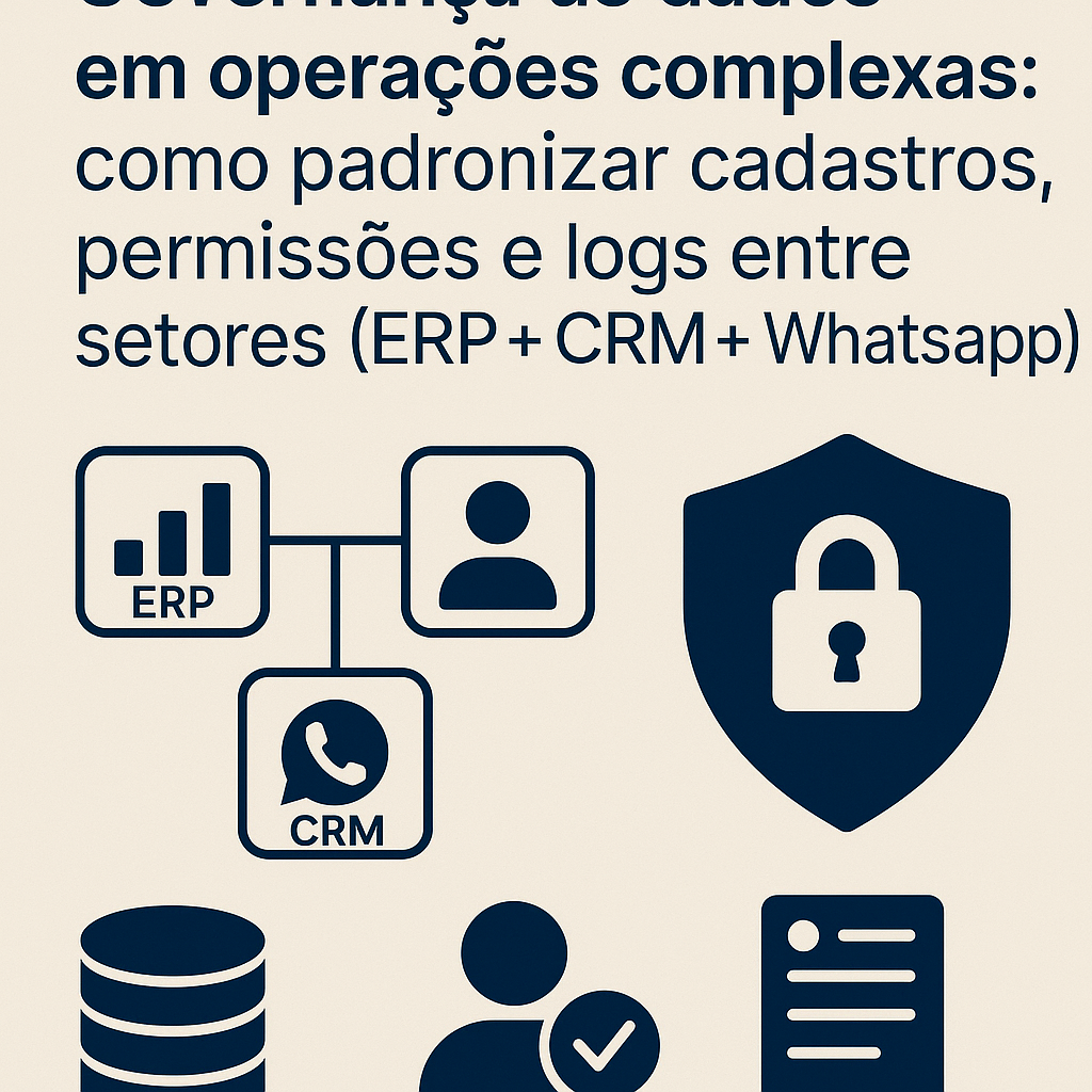 Governança de dados em operações complexas: como padronizar cadastros, permissões e logs entre setores (ERP + CRM + WhatsApp)