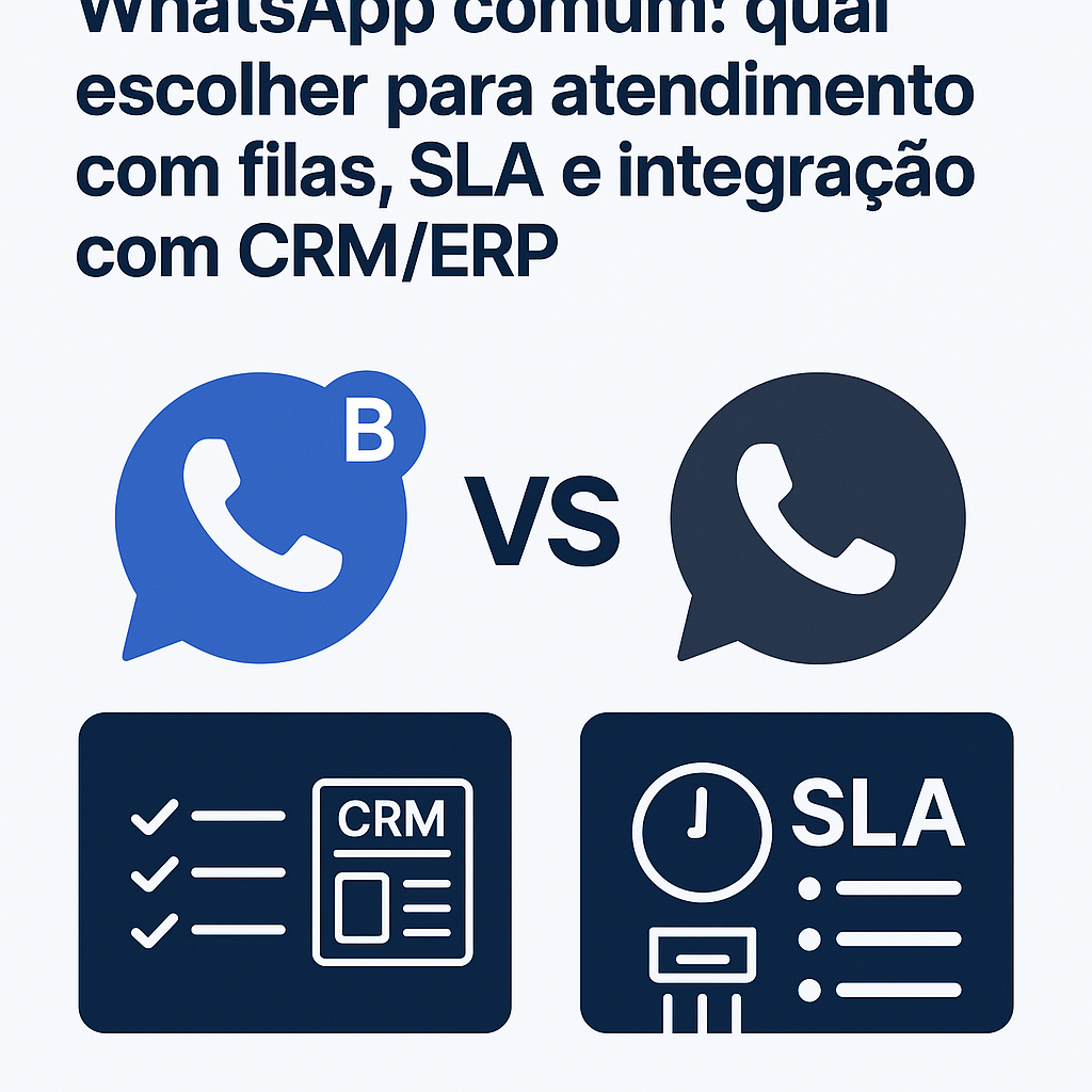 WhatsApp Business API vs WhatsApp comum: qual escolher para atendimento com filas, SLA e integração com CRM/ERP