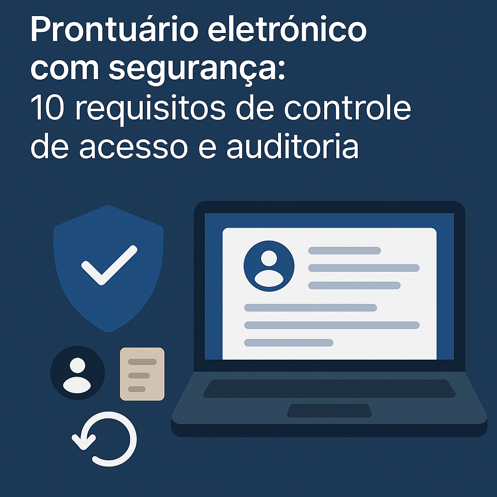 Prontuário eletrônico com segurança: 10 requisitos de controle de acesso e auditoria (perfis, logs, retenção e backups)
