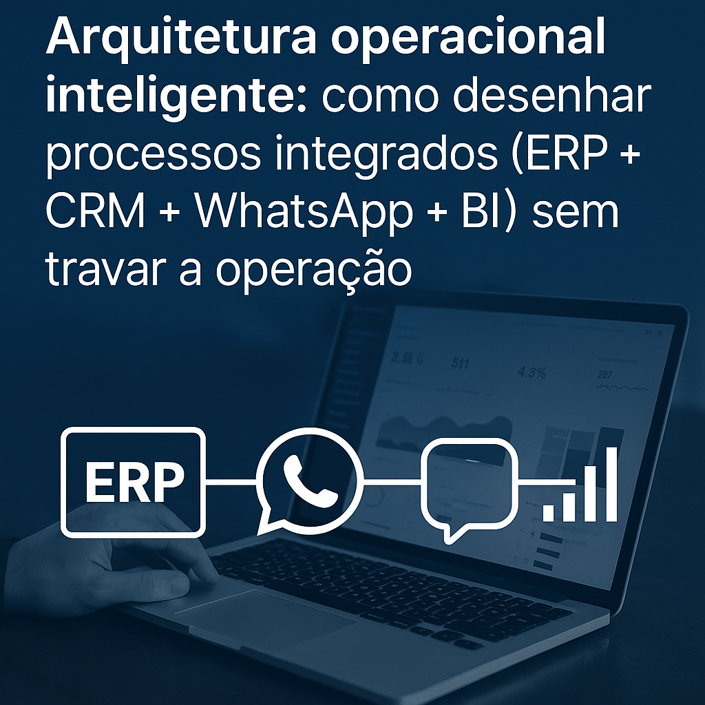 Arquitetura operacional inteligente: como desenhar processos integrados (ERP + CRM + WhatsApp + BI) sem travar a operação