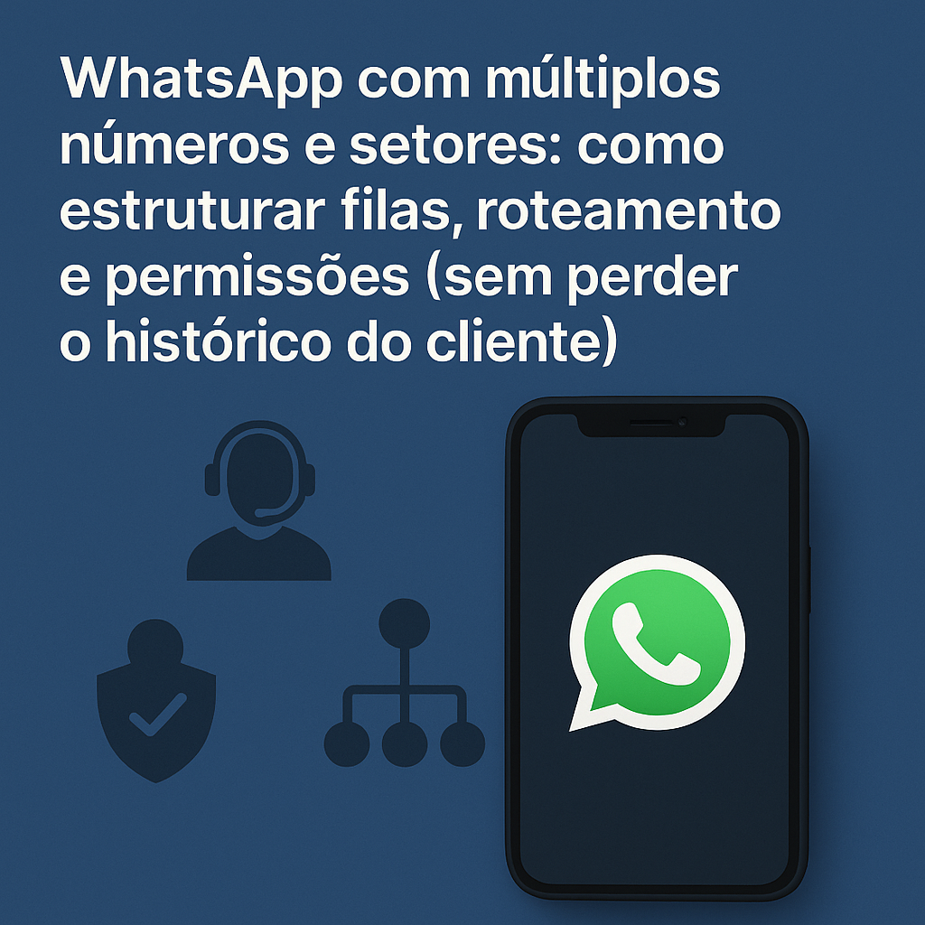 WhatsApp com múltiplos números e setores: como estruturar filas, roteamento e permissões (sem perder o histórico do cliente)