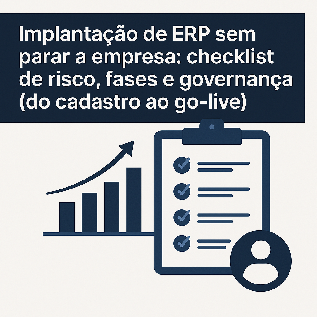 Implantação de ERP sem parar a empresa: checklist de risco, fases e governança (do cadastro ao go-live)